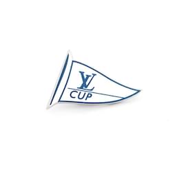 Louis Vuitton-NEU LOUIS VUITTON LV CUP FLAG METAL & EMAILLE FLAG BROSCHE PIN NEU-Weiß