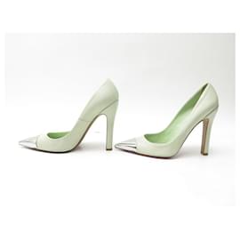 Louis Vuitton-LOUIS VUITTON ALLAMANDA PUMPS 39 GREEN LEATHER METAL TOE SHOES-Green