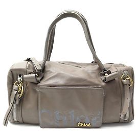 Chloé CHLOE ECLIPSE HANDBAG 40CM TAUPE LEATHER SHOULDER HAND BAG PURSE Taupe