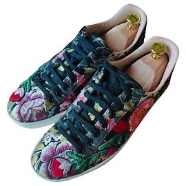Baskets Gucci Ace en soie noire brodée Noir
