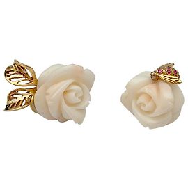 Orecchini DIOR, "Rose Dior Pré Catelan", giallo oro, Corallo, diamanti e zaffiri rosa. Altro