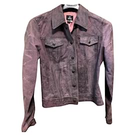 Gianni Versace-jaqueta de couro lilás roxa-Roxo escuro