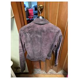Gianni Versace-jaqueta de couro lilás roxa-Roxo escuro