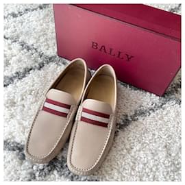 Bally-Bally Men's Waltec Desert Calf Leather Drivers Pearce loafers US8-Cream