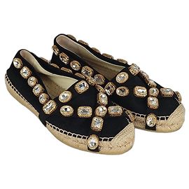 Gucci Espadrillas in tela e strass Nero