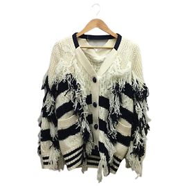 [Gebraucht] Sacai Fransen Strickjacke / 2 / Baumwolle / Creme Andere