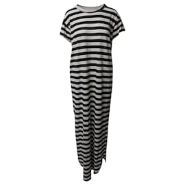 Autre Marque-The Great Striped T-Shirt Dress in cotone bianco e nero-Multicolore