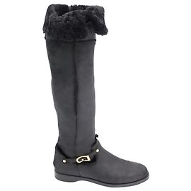 Jimmy Choo Botas Over the Knee Shearling em couro preto Preto