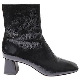 Vince Koren Square Toe Ankle Boots in Black Patent Leather Black