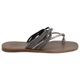Brunello Cucinelli Crystal Embellished Strap Sandals in Silver Leather Silvery Metallic