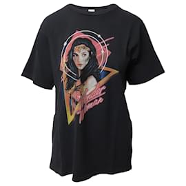 Re/Done-T-shirt graphique Re Done Wonder Woman en coton noir-Noir