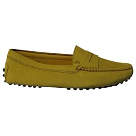 Tod's-Tod's City Gommino Driving Shoes in Yellow Suede-Yellow