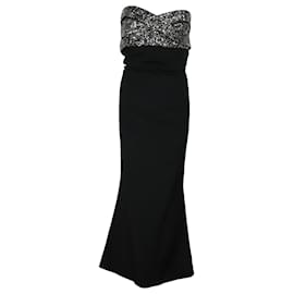 Autre Marque-Marchesa Notte Kleid mit Pailletten aus schwarzem Polyester-Schwarz