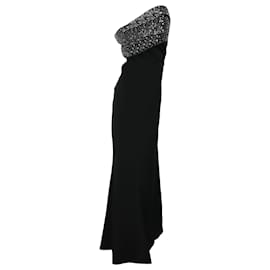 Autre Marque-Marchesa Notte Kleid mit Pailletten aus schwarzem Polyester-Schwarz