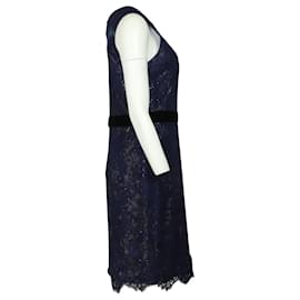 Autre Marque-Marchesa Notte Robe mi-longue en dentelle à sequins en polyester bleu-Bleu