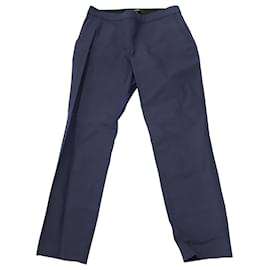 Theory-Pantalon Court Theory Tailored en Coton Bleu Marine-Bleu Marine