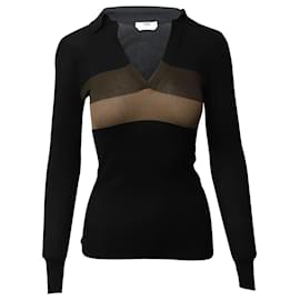 Fendi-Fendi Knit Sweater with Collar in Black Silk-Multiple colors
