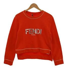 Fendi-[Used] FENDI 19SS / Metal Logo Short / Sweatshirt / M / Cotton / Orange / Plain-Orange