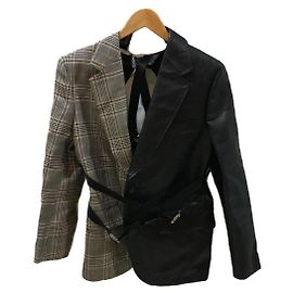 JUNYA WATANABE COMME des GARCONS Couro e tweed Blazer / Jaqueta / S Preto