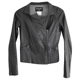 Chanel Resort 2016 Black Leather Biker Jacket Black
