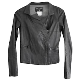 Chanel-Chanel Resort 2016 Black Leather Biker Jacket-Black