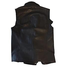 Helmut Lang-Helmult Lang sleveless leather jacket-Black