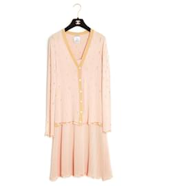 Chanel-04C VESTIR CARDIGAN COR-DE-ROSA EM38-Rosa