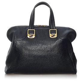 Fendi Black Chameleon Leather Handbag Black