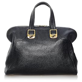 Fendi-Fendi Black Chameleon Leather Handbag-Black
