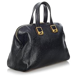 Fendi-Fendi Black Chameleon Leather Handbag-Black