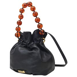 Staud Borsa Grace Resin in Pelle Nera Nero