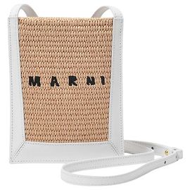 Marni Phone Case in Canvas and Brown Leather Brown