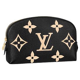 Louis Vuitton LV cosmetic pouch black leather Black