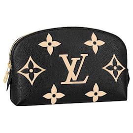 Louis Vuitton-LV cosmetic pouch black leather-Black