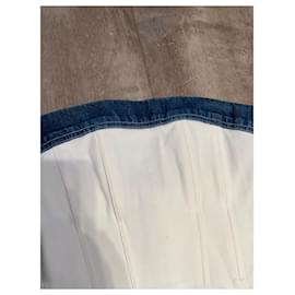 Chanel-Terno de saia-Branco,Azul