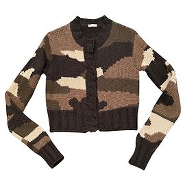 Parosh Strickjacke Camouflage Wolle Braun Beige Schwarz Khaki Braun Schwarz Beige Khaki