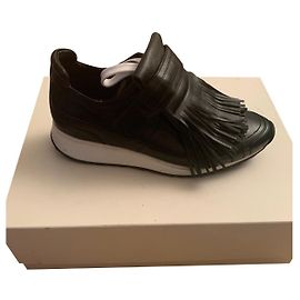 Pierre Hardy tênis preto e branco tênis com franja Preto