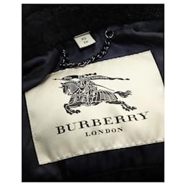 Burberry-Burberry Down Filled Shearling Collar Blouson en Laine Bleue-Bleu