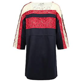 Gucci-Kleid mit Gucci-Logo und Spitzenbesatz-Mehrfarben