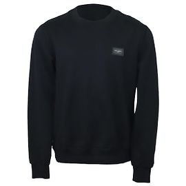 Dolce & Gabbana Jersey-Sweatshirt mit Markenplakette aus schwarzer Baumwolle Schwarz