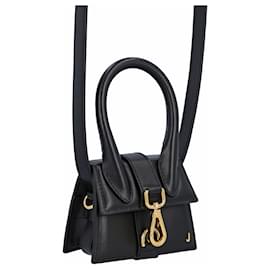 Jacquemus-Jacquemus Women Le Chiquito Montagne Mini Bag In Black Leather-Black