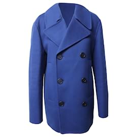 Raf Simons-Raf Simons lined-Breasted Coat in Blue Wool-Blue