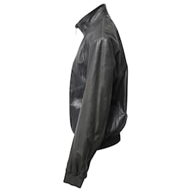 Armani-Armani Collezioni Leather Blouson Jacket in Black Lambskin Leather-Black