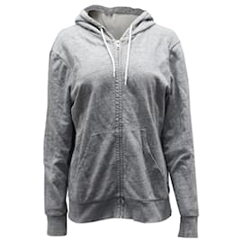 Sandro-Sandro Zip-Up Hoodie in Grey Cotton-Grey