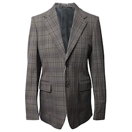 Prada-Blazer cruzado a cuadros Prada en nailon gris-Gris