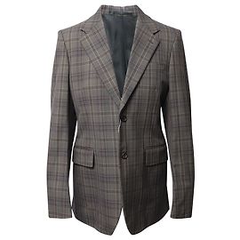 Prada Checked Single Breasted Blazer in Grey Nylon Grey