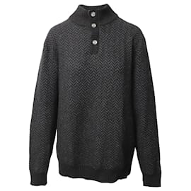 Ermenegildo Zegna-Ermenegildo Zegna Buttoned Turtleneck Sweater in Grey Wool -Grey