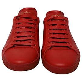 Saint Laurent-Saint Laurent Andy Low-Top Sneakers in Red Leather-Red