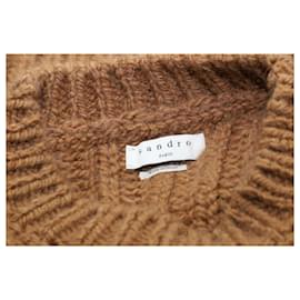 Sandro-Sandro Paris Chunky Knit Sweater in Brown Alpaca Wool-Brown