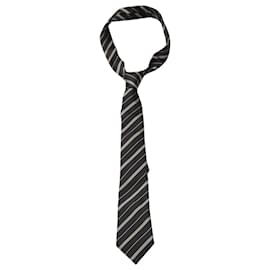 Brunello Cucinelli-Brunello Cucinelli Striped Necktie in Grey Silk-Grey